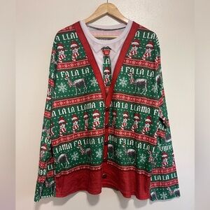 Llama Christmas pajama shirt